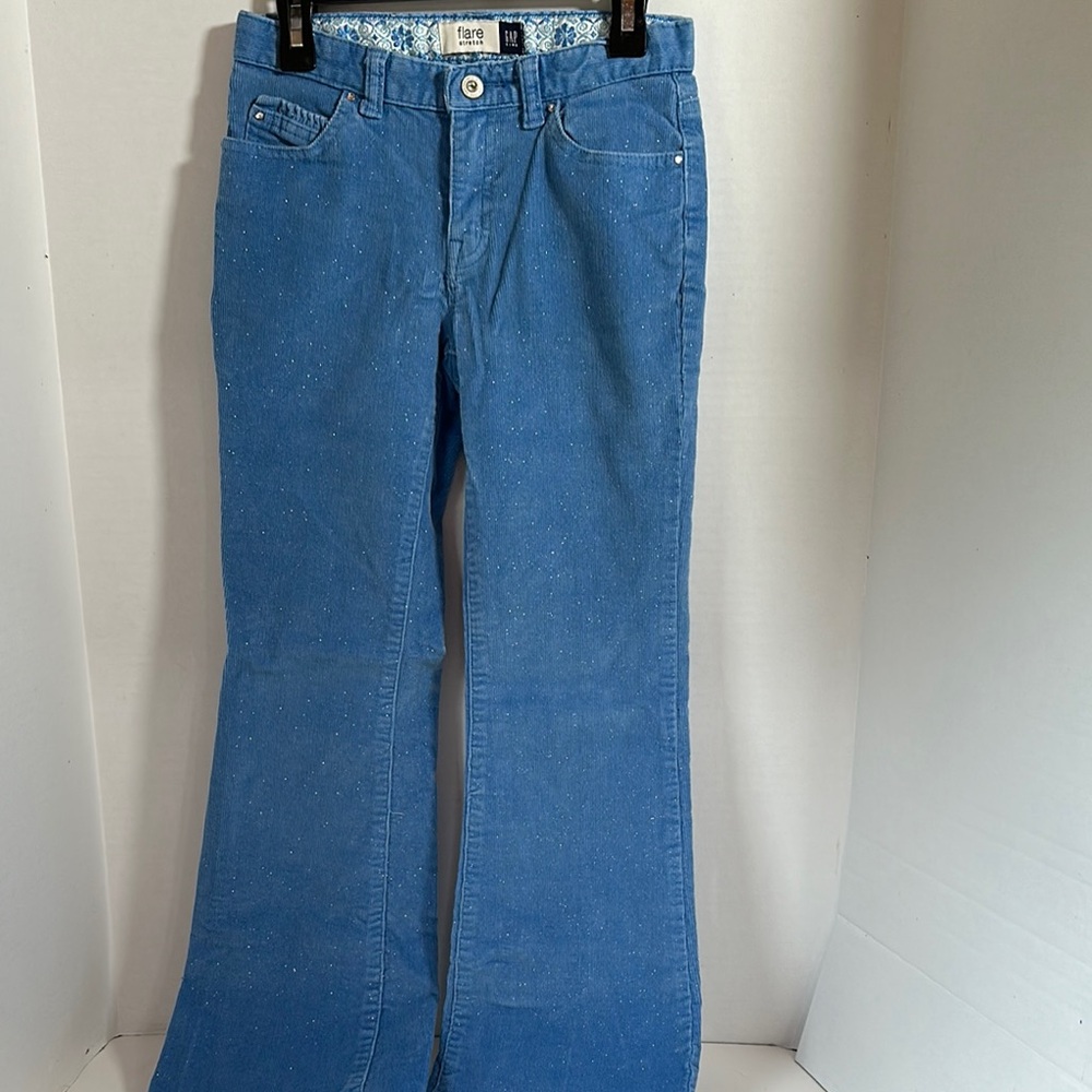 Gap kids light baby blue sparkly shimmery flare corduroy pants  size 10 vintage